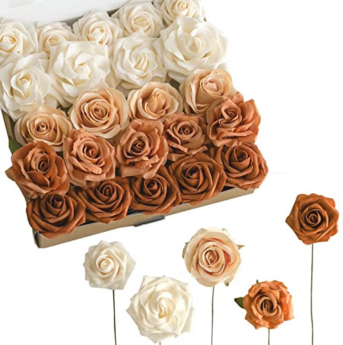 Lookein Künstliche Blumen Box Set 5 Stil Blumen für DIY Hochzeit Dekoration Blumenstrauß Tisch Tafelaufsätze Gangbogen Blumendekoration Brautdusche Party Home Decor Charming Terracotta