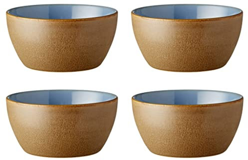 BITZ Schale, Müslischale/Snackschale/Frühstückschale aus Steinzeug, Durchm. 12 cm, 4er-Set, Wood/Ocean