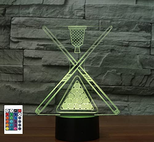 SUPERRUIDALONG 3D Play Billard Fernbedienung 16 Farben Nachtlichter Illusion Acryl LED Tisch Nachttisch Lampe Kinder Schlafzimmer Schreibtisch Dekor Geburtstag Geschenke Spielzeug für Kinder