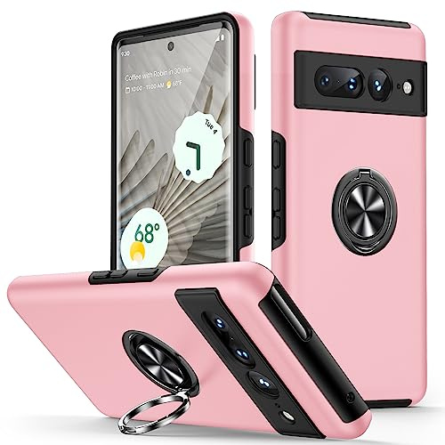 KOVASIA für Google Pixel 7 Pro Hülle mit Ständer, Handyhülle für Google Pixel 7 Pro Unterstützung Magnetische Autohalterung, Stoßfest Schutzhülle Kratzfest Bumper Hülle für Pixel 7 Pro, Rosa