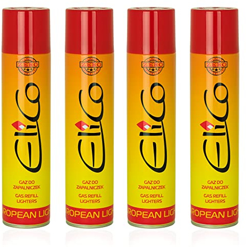 Lighter Feuerzeug Gas Nachfüller - Feuerzeuggas zum Nachfüllen, Butangas für Flambierbrenner, Sturmfeuerzeuge, Stabfeuerzeuge, Jetflammen – Butangas Nachfüllflasche mit Adapter (4 x 300ml)