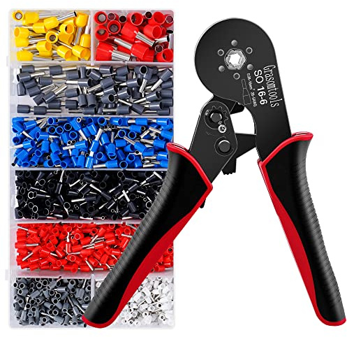 Jeu d'outils de sertissage pour pinces doubles et simples, cliquet 16-6 AWG 28-5 (0,08-16 mm²) avec 1200 cosses de connecteur (16-6 crimper kit 2)