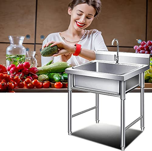 Spüle Küchenspüle Spültisch Outdoor Edelstahl Spülbecken Mit Armatur,spülschrank Mit Spüle, Edelstahlspüle Gewerbliche Campingküche Waschbecken Waschplatz Kitchen Sink For Waschküche,Garten,Garage ( S