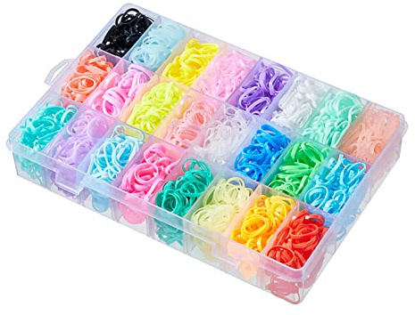 Bunte Haargummis, klein, elastisch, für Kinder, Mini-Haargummis, Flechtbänder mit Organizer-Box, 1500 Stück