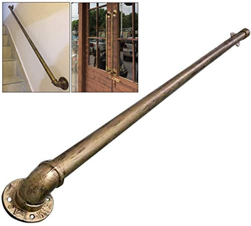 Barandilla Industrial de Hierro Forjado para Escaleras Escalones de Barandilla de Barandilla, Pasamanos de Escaleras de Bronce Vintage para Niños Mayores Discapacitados Seguridad Interior Exterior (Ta
