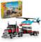 LEGO Creator 3 in 1 Flatbed Truck with Helicopter Toy, Transforms from Flatbed Truck Toy to Propeller Plane to Hot Rod and SUV Car Toys, Gift Idea for Boys and Girls Ages 7 Years Old and Up, 31146