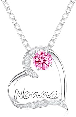 GUOYU Collana Donna Regalo Natale e Compleanno per Nonna - Collana Argento con Cuore Diamante Pendent (z5)