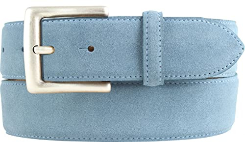BELTINGER Gürtel aus Veloursleder mit altsilberner Gürtelschnalle 4 cm | Velour-Ledergürtel 40mm | Wildleder-Gürtel alt-silber 4cm