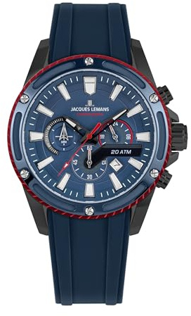 JACQUES LEMANS - Chronographen Liverpool - Quartz Uhrwerk - Gehäusedicke: 8.2 mm - Edelstahl - 20 ATM