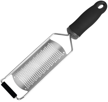 Grattugia per formaggio, 31 cm di lunghezza, scorza di limone, grattugia per parmigiani, grattugia fine per patate, zucchine, carote, mele, cavoli e formaggi molli (nero)