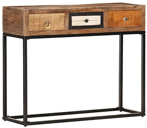 CKioict Vitrinenschrank Mehrzweckschrank Sideboard Wohnzimmer Konsolentisch Golden 90x30x75 cm Altholz Massiv für Wohnzimmer & Schlafzimmer