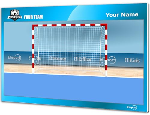 ETISPORT Taktiktafel für den Hallenfußballtorwart-Trainer. Doppelseitig für trocken abwischbaren Marker. Personalisiert mit Farbe, Wappen oder Logo, Name und Verein. (Large)