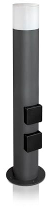 LED Universum - Wegeleuchte 60cm Rund Anthrazit mit 2 Steckdosen aus Aluguss Außenleuchte witterungsbeständig für LED Leuchtmittel E27 Gartenleuchte IP44