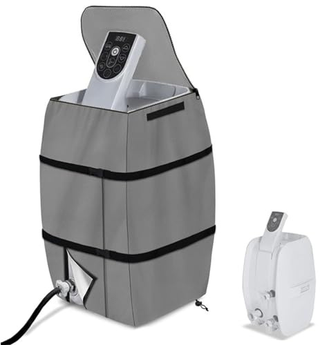 Hperu Housse de Spa, Housse imperméable de 16.9x15x21.3, auvent Ajustable Pliable avec Cordon et Boucle, Housse de Pompe Portable pour Hot Tub avec Courroie Gris