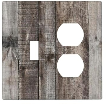 Dark Brown Farm Rusitc Wood Wooden 2 Gang 1 Toggle/Duplex Combo Outlet Light Switch Cover Wall Plate Electrical Faceplate Decorative Dual Device Switchplate