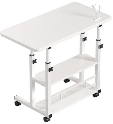 Höhenverstellbarer Laptoptisch mit USB-Ladeanschluss für Schlafsofa oder Pflegeseite, kleiner Überbetttisch auf Rollen, 8040