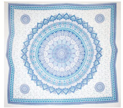 BRICOMIRAS Toalla Playa Grande antiarena, Manta Picnic, Manta Pareo Playa, Mandala Pared 100% Algodon, Mantel/Alfombra/Pareo (Azul Mandalaa, 210x240cm)