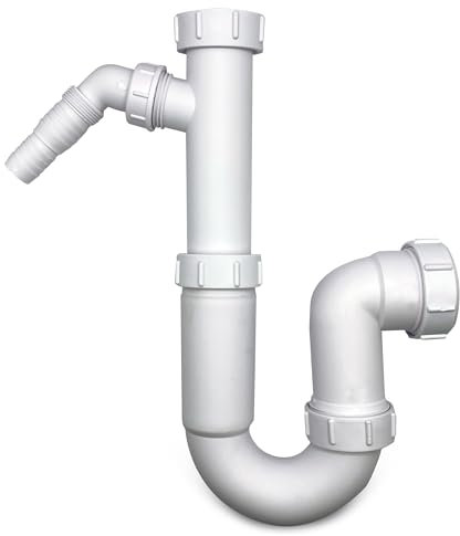 CranPlas CP112-40mm (1½″) P Trap with Appliance Spigott 100mm Seal | Adjustable High-Flow Waste Trap for Kitchen Sinks, Utility Basins & Appliances | Durable & Easy-Clean (Not for Bathroom Basins)