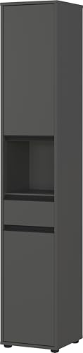 Germania Hochschrank 2203-547 GW-Lemont, in Graphit, mit Tür- und Schubladendämpfung, 33 x 181 x 34 cm (BxHxT)