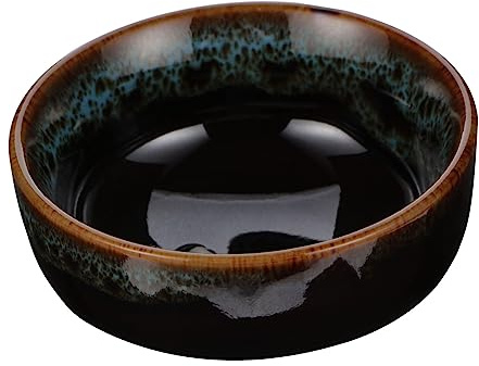 Operitacx Keramische Farbplatte und Tintenfass aus Keramik Runde Blaue Wasserschale mit Glatter Oberfläche Kreative Kalligrafie Tintenschale und Pinselhalter für Schüler und Anfänger