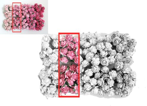 KADADSA 100 pcs Tiny Artificial Roses Mixed Pink Five Color Mulberry Paper Flower 15-18 mm Flower Wedding Scrapbooking (Pink Color 04)