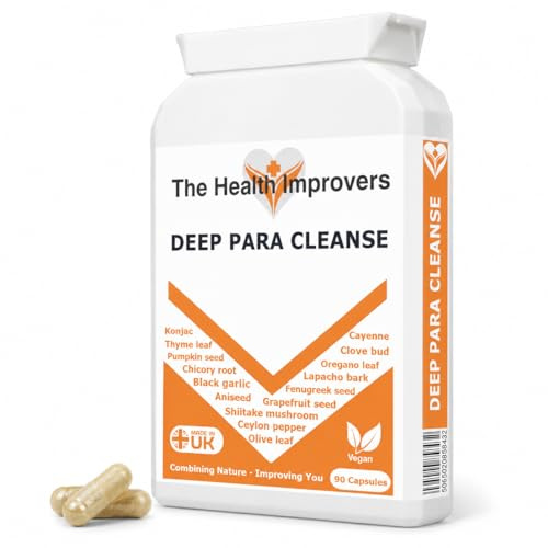 Deep para Cleanse | Advanced 15 Ingredient Parasite Cleanse Supplement for Humans | Intestinal Detox & Gut Cleanse with Pumpkin Seed, Black Garlic, Clove & Oregano | 90 Vegan Capsules | Made in UK