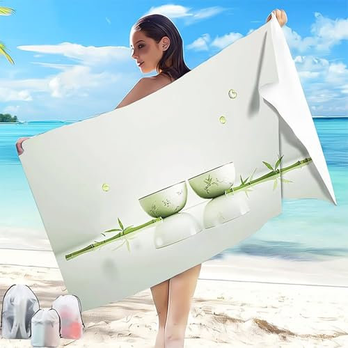 Telo Mare Microfibra Spiaggia 90x180 mm Telo Mare Grande Verde Antisabbia Asciugatura Rapida, Ultra Assorbente Salvietta da Compatta Salvaspazio Asciugamano Microfibra Spiaggia Scialle Stoviglie 9-2