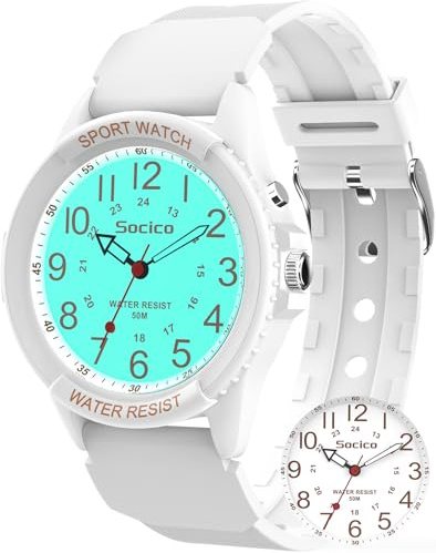 SOCICO Watch for Men Women Big Face Classic Analog Quartz Sports Backlight Unisex Waterproof Nurse Watch for Medical Army Military Time with Second Hand Easy to Read Casual Wristwatch