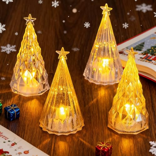 LETTERASHQP 4 Stück LED Christbaum Weihnachtsbaum Mit Beleuchtung Weihnachtsdeko Innen Tannenbaum Künstlich Mit Beleuchtung Mini Weihnachtsbaum Beleuchtet Kleiner Weihnachtsbaum