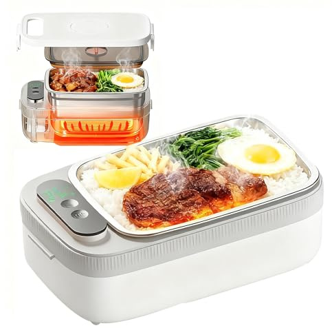 IXPIUZB Porta Pranzo Riscaldabile USB Senza Fili, Scaldavivande a Batteria Ricaricabile Portapranzo Termico per Alimenti Autoriscaldante Da 1l Con Timer E Riscaldamento Regolabile