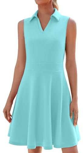 WEACZZY Sleeveless Dress for Women Exercise Active Sports Dresses Beach Party Going Out Outfits with Pockets,A Light Blue,L