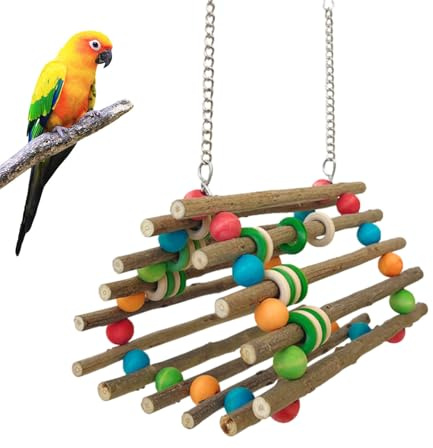 Fågelgunga för bur, trä abborre stege, interaktiva fågelgungor för parakiter, för Conure Cockatiel Lovebird Kanariegul Kanariegul Guinea Chinchilla