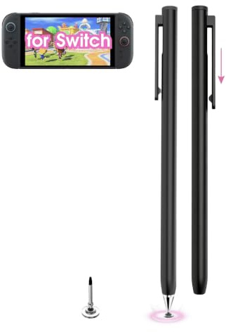 Stylus Pen for Nintendo Switch 2 / Switch OLED/Switch – 5mm Fine Disc Tip, Magnetic Stylus Retractable Capacitive Pencil for Samsung Android Tablet & iOS Touchscreens (Black)