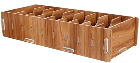 Healvian Business Card Holder Wood Desktop Card Holder Display Stand with Removable Dividers File Organizer for Office Desk Home Workspace and Filing 28.50 X 11.00 X 6.00 cm