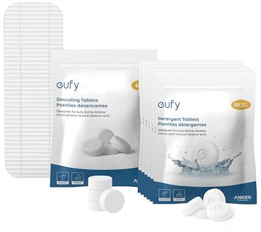 6‑Month Cleaning Kit for eufy Bottle Washer, Cleaning Set with Detergent Tablets (180 Pcs), Descaling Tablets (6 Pcs), and Filter