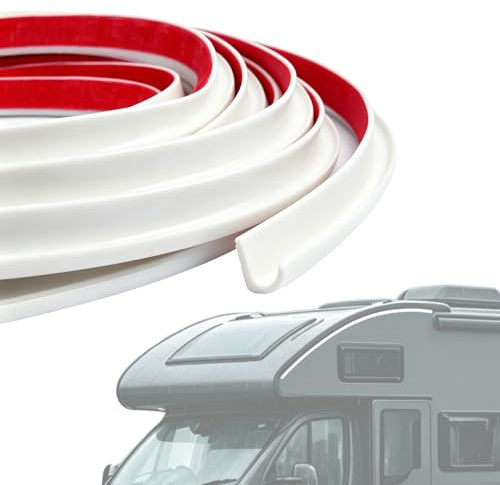 xiruiubao Grondaia per Camper a Forma di J,Grondaia in TPE per Tettoia Autoadesiva da 5 M,Grondaia Acqua Piovana per Tetti di Veicoli e Imbarcazioni,Bianca
