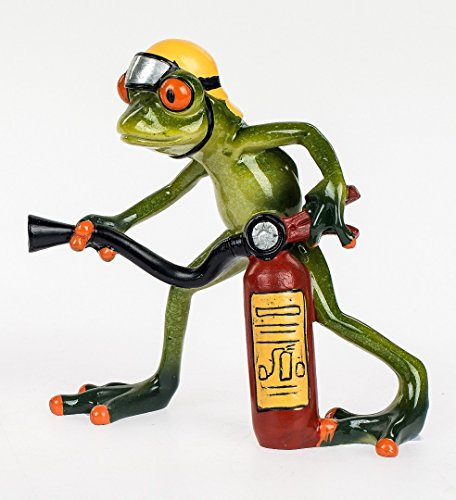 ITRR Dekofigur Frosch Feuerwehrmann, stehend handbemalt; ca.14cm