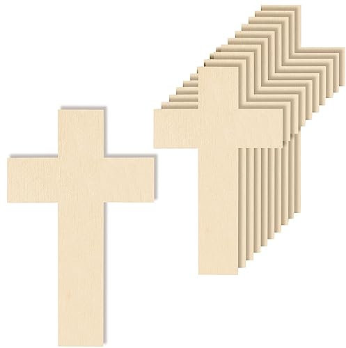 Creative Deco 10 x Dünne Kreuz Anhängers aus Sperr-Holz | 10 x 6 cm | zum Basteln und Bemalen | Perfekte Ausschnite für Bemalen, Dekorieren, Geschenk & Decoupage Blanko