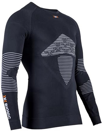 X-Bionic Energizer 4.0 Round Neck Long Sleeves Strato Base Camicia Funzionale, uomo, opal Black/Arctic White, m