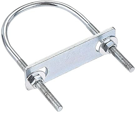 sourcing map Redondo U-Perno 2.36(60mm) Interno Ancho 110mm Longitud Acero M6 con Tuerca, Placa, Arandela 1 Juego