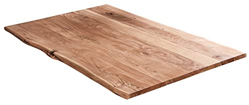 SAM Tischplatte 160x85 cm, naturfarben, Akazie massiv, 35 mm, stilvolle Baumkanten-Platte, pflegeleichtes Unikat