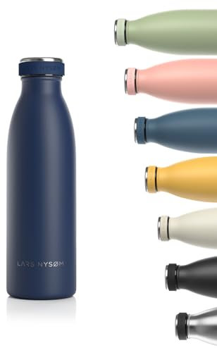 LARS NYSØM Stainless Steel Insulated Water Bottle 350ml, 500ml, 750ml, 1L, 1 5 Liter | Insulated Thermo Flask for Hot and Cold Beverages | Leakproof Drinking Bottle (Midnight Blue, 500ml)