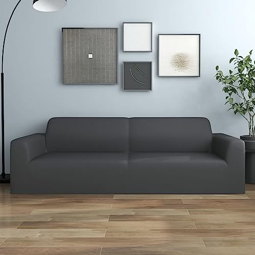 vidaXL Stretch Sofahusse 3-Sitzer Wiederverwendbar Sofabezug Sofa Abdeckung Überwürfe Universal Stretchhusse Sofaschoner Anthrazit Polyester-Jersey