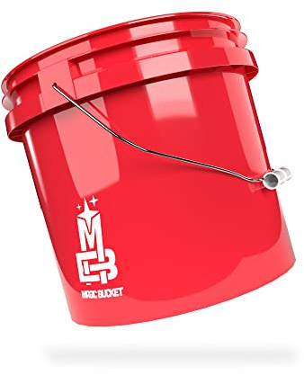 MAGIC BUCKET Wash Bucket for Car Hand Wash Red | 3.5 US GALLONEN Approx. 13 Litres | Compatible with Grit Guard, Detail Guardz Dirt Lock, Chemical Guys Dirt Trap, Gamma Lids Lid