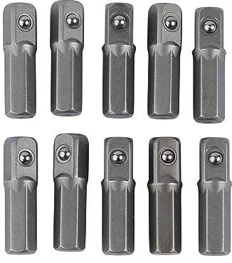 10PCS Replacement Part for M.C: Impact Socket Extension Adapter Converter Set - 1/4 Hex Shank to Square Drive 25mm | Chrome Vanadium Steel Tools for Power Drill, Driver Bit & Cordless Screwdriver