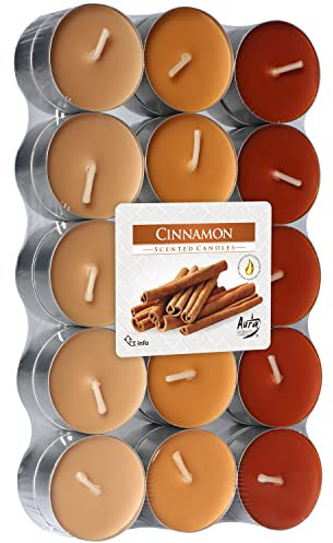 Nipter Teelichter Duft 30 Stück, Teelichter Zimt, Duftteelichter 3 Farben, Duftkerzen, Brenndauer 4 Stunden