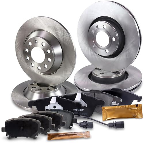 ATEC GERMANY Juego de frenos incl. discos de freno delanteros Ø 321 mm ventilados+traseros Ø 302 mm macizos+pastillas de freno delanteras y traseras Compatible con AUDI A6 C6 (4F2), A6 C6 Avant (4F5)