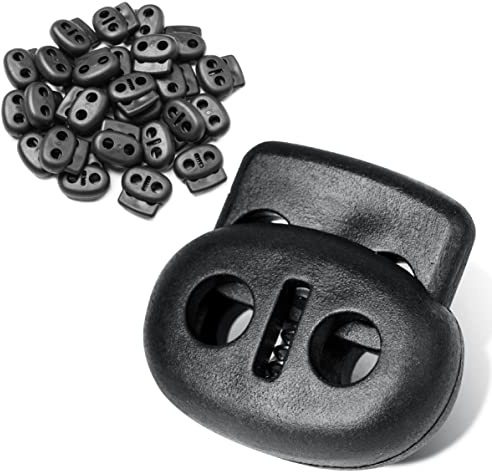 TXSN Kordelstopper aus Kunststoff, für Kordelzüge, Paracord, Taschen, Schnürsenkel, Kleidung und mehr, 30 Stück, Doppelloch, double hole