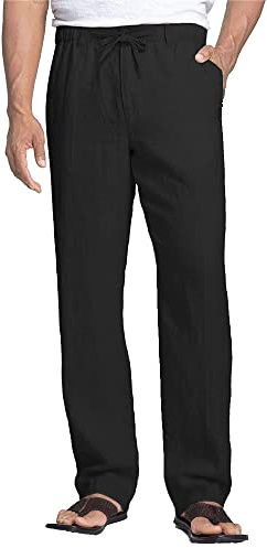 NANAMEEI Mens Casual Linen Pants Men's Yoga Pants Casual Trousers for Men Black M