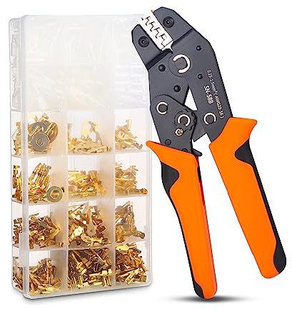 Pince à sertir à lame Set de réceptacles Outil de sertissage Cosses pour câble 0.5-2.5 mm² avec 300 pièces Connecteur plat Spade Pince à sertir Set de connecteurs plats 301 pièces Outil de sertissage